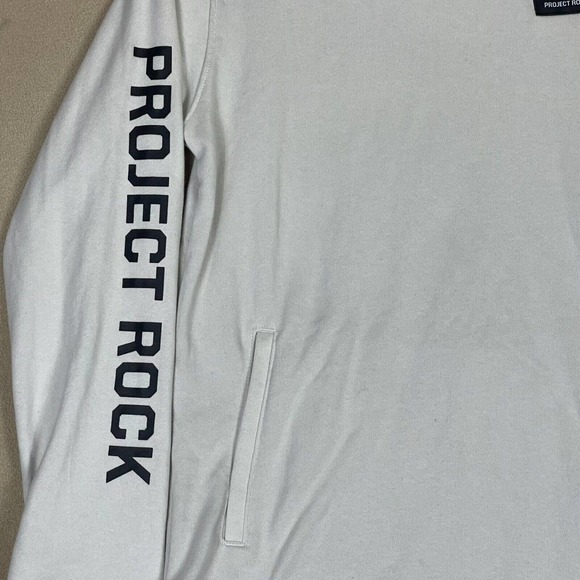 Under Armour Hoodie Youth Extra Large Off White Project Rock Pullover Mens NWT - Picture 3 of 15